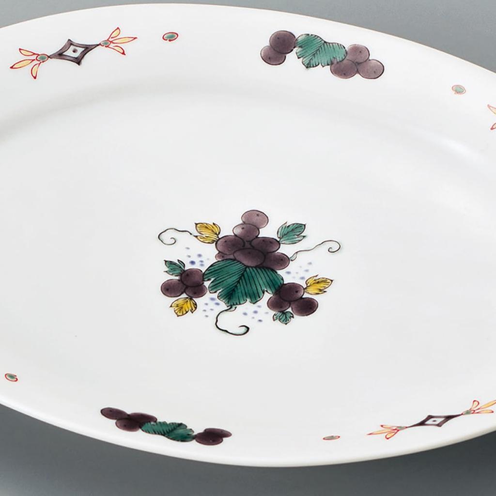 Kutani ware Iwataya No. 7 serving plate with grapes AP7-0216