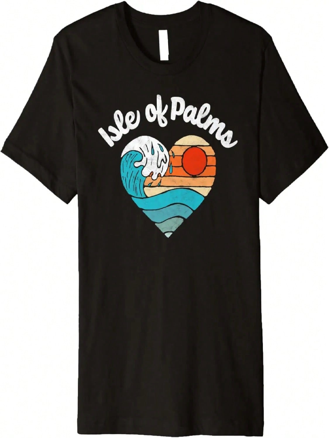 Isle Of Palms Beach Lover Retro Heart Surf & Wave Graphic Premium T-Shirt S