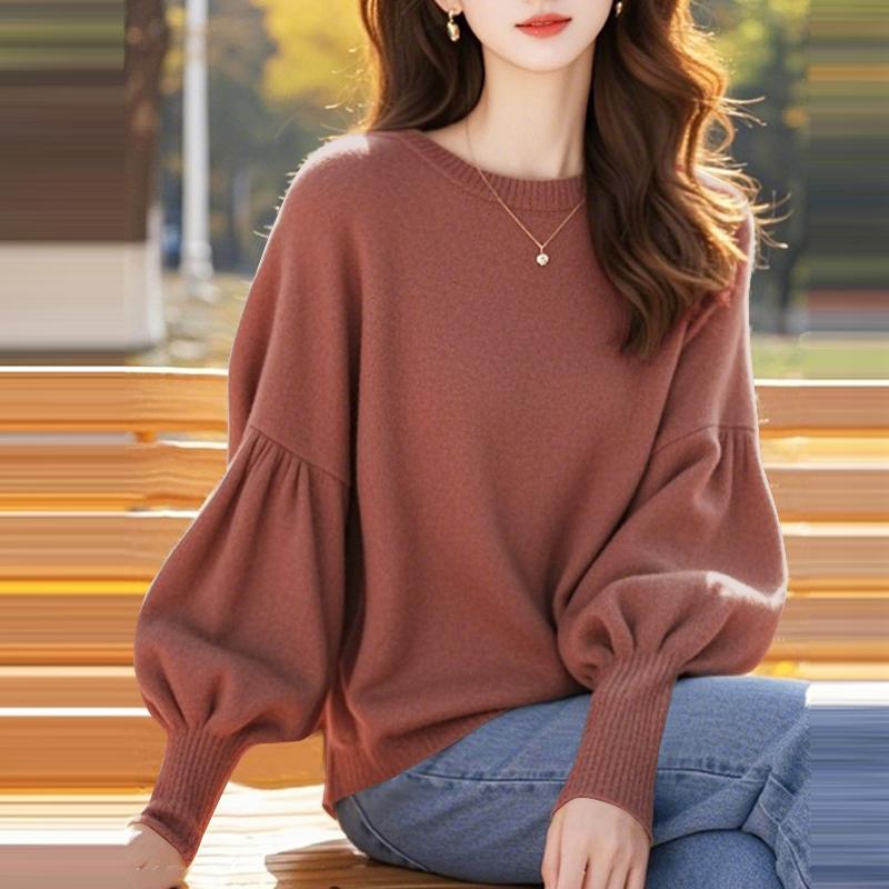 

ZANZEA Women Spring Round Neck Lantern Long Sleeve Knitted T-Shirts