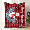 Christmas Snowman Buffalo Plaid Holiday Greeting CardBlanket Flannel Throw Blanket for Sofa, Bed, Travel, Camping, Office, Couch, Chair, And