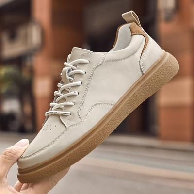 Chaussures plates polyvalentes de haute qualité pour hommes, chaussures de skateboard en cuir véritable, baskets de marche de luxe pour hommes, chaussures vulcanisées à la mode