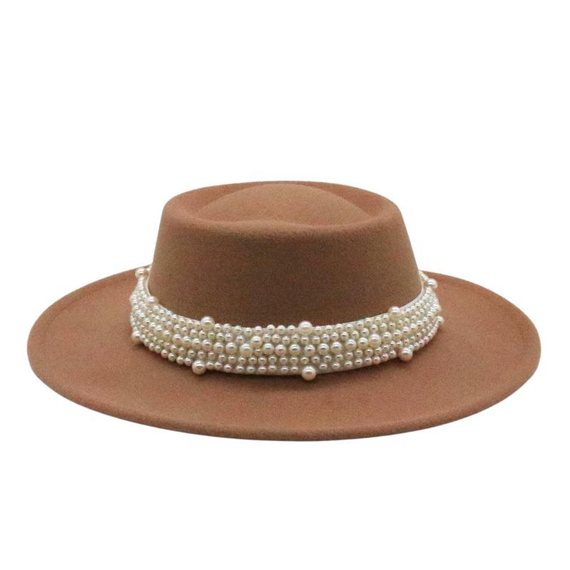 French Retro British Flat Top Top Hat Season Men'S And Women'S Hats Hepburn Face Small Felt Hat