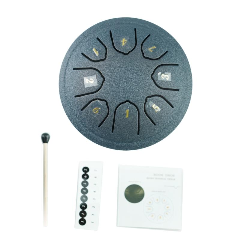 4.5Inch Steel Tongue Drum 8 Notes C Major Tuned Percussion Instrument Handpan Drum Music Tambourine Drum with Mallets