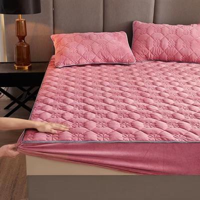 Lenzuolo con angoli trapuntato in pile di corallo spesso, tinta unita, per letto king size, queen size, morbido e caldo, coprimaterasso in velluto, federa non inclusa.