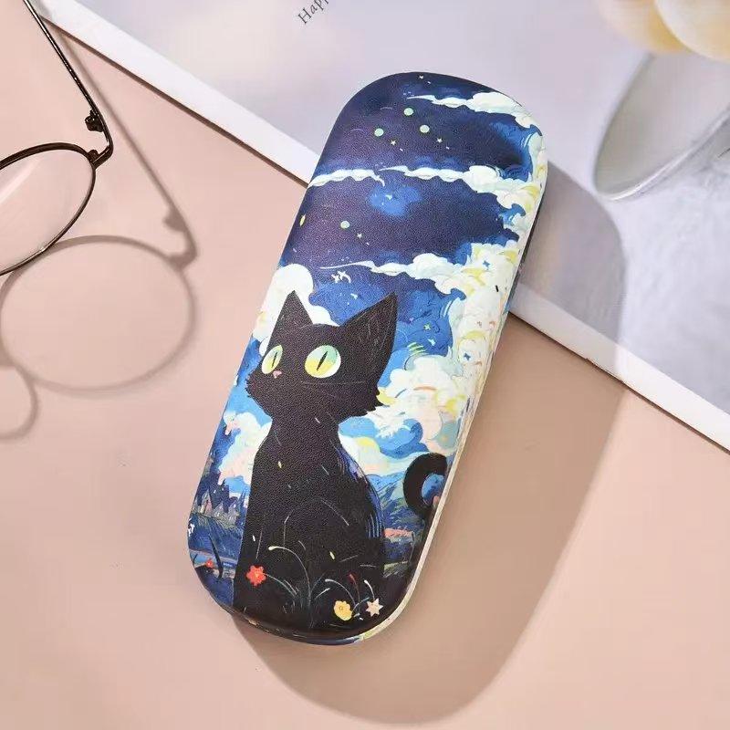 Storage Box Cartoon Sunglasses Box Kitten Glasses Case Pu Leather Eyewear Holder For Teens Storage Fashion Accessory Gift Idea