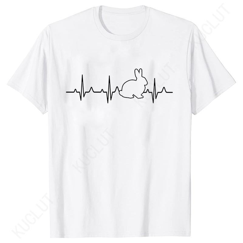 Bunny Heartbeat Shirts for Women Unisex Bunny Fashion Casual Tshirts Rabbit Cartoon Shirt Pet Rabbit Animal Lover Gift Tshirt Tops
