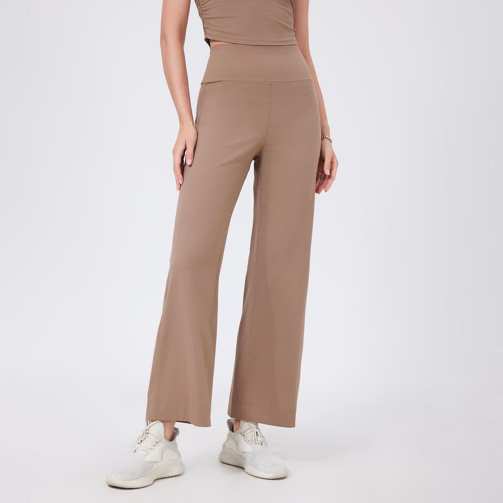 Jogginghose mit hohem Bund, bauchfrei, lockere, gerade geschnittene Sporthose für Damen, schnelltrocknende, dünne Lauf- und Fitnesshose mit Taschen, Yogahose