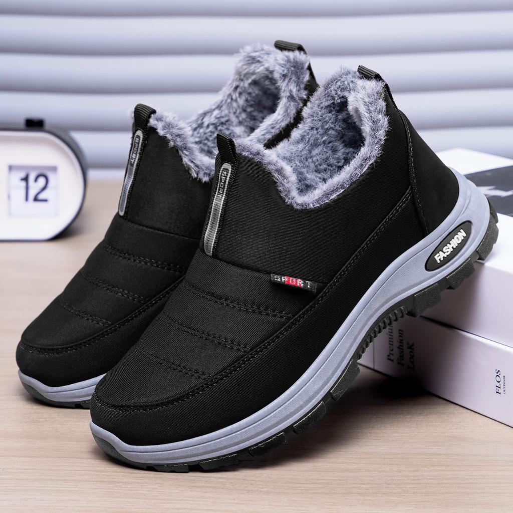 Men's and Women's Plus Size Winter Warm Fur-Lined Waterproof Snow Boots with Fleece Lining, Ankle Boots, Slip-Resistant Hiking Boots, Cotton Boots