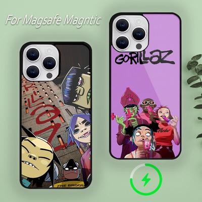 Pouzdro na telefon Rock Band Gorillaz pro iPhone 15 14 13 12 11 Plus Pro Max Magsafe magnetické bezdrátové nabíjení
