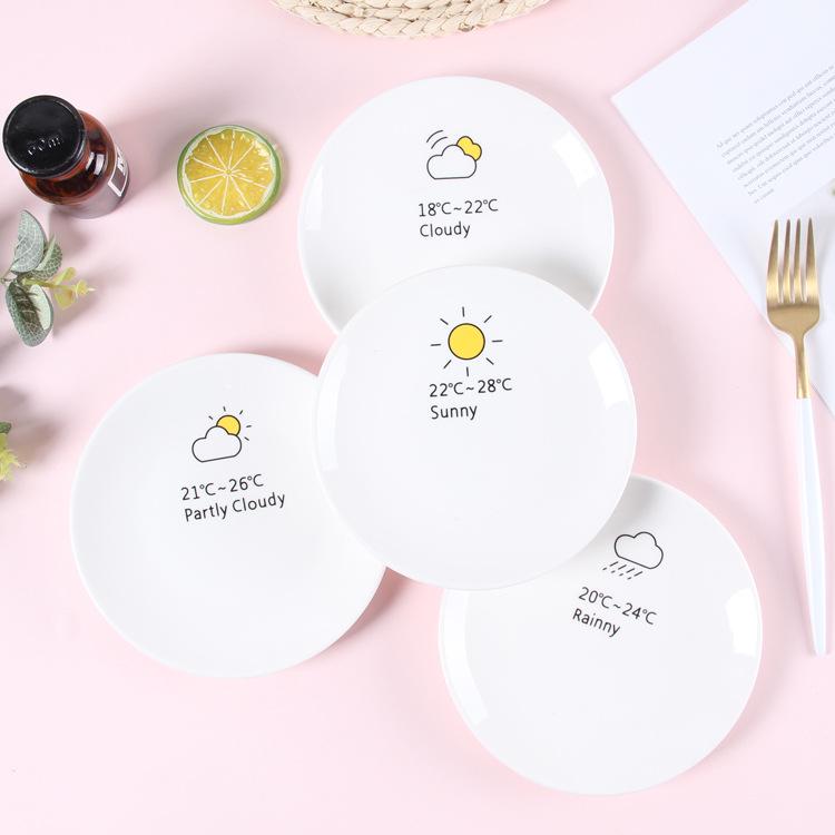 6-inch Ceramic Plate with Dinosaur & Rabbit Design – Cartoon Tableware for Hot Pot, Snacks, Cake, Home or Restaurant Use.