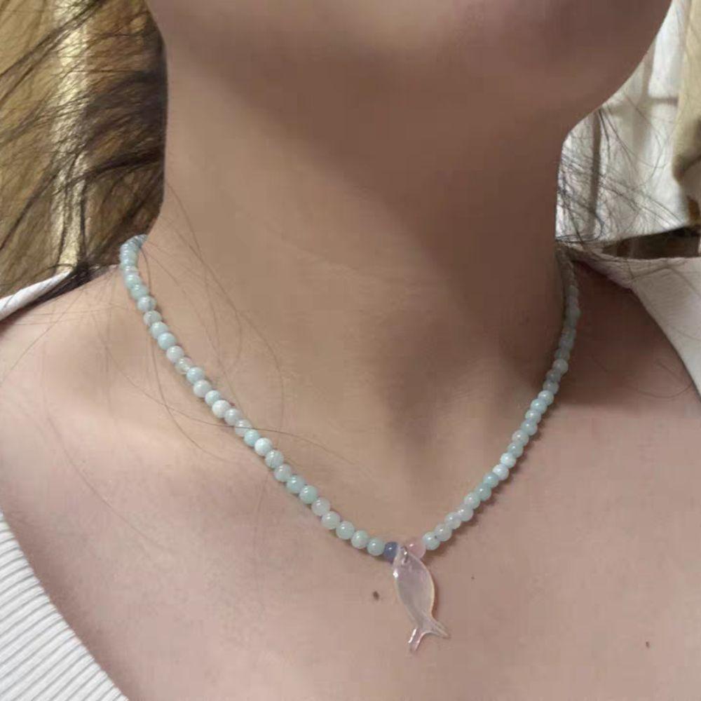 Sweet Mini Fish Necklace Bohemia Ocean Style Beach Choker Trendy Beads Pendant Necklace  Sea