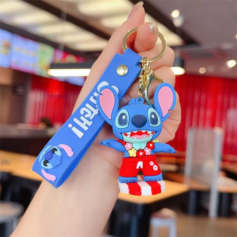 1/6pcs Lilo & Stitch Toys Keychian Anime Stitch Cartoon Keychain Sweet Angel Keychians Women Car Keyring Girl Birthday Gift