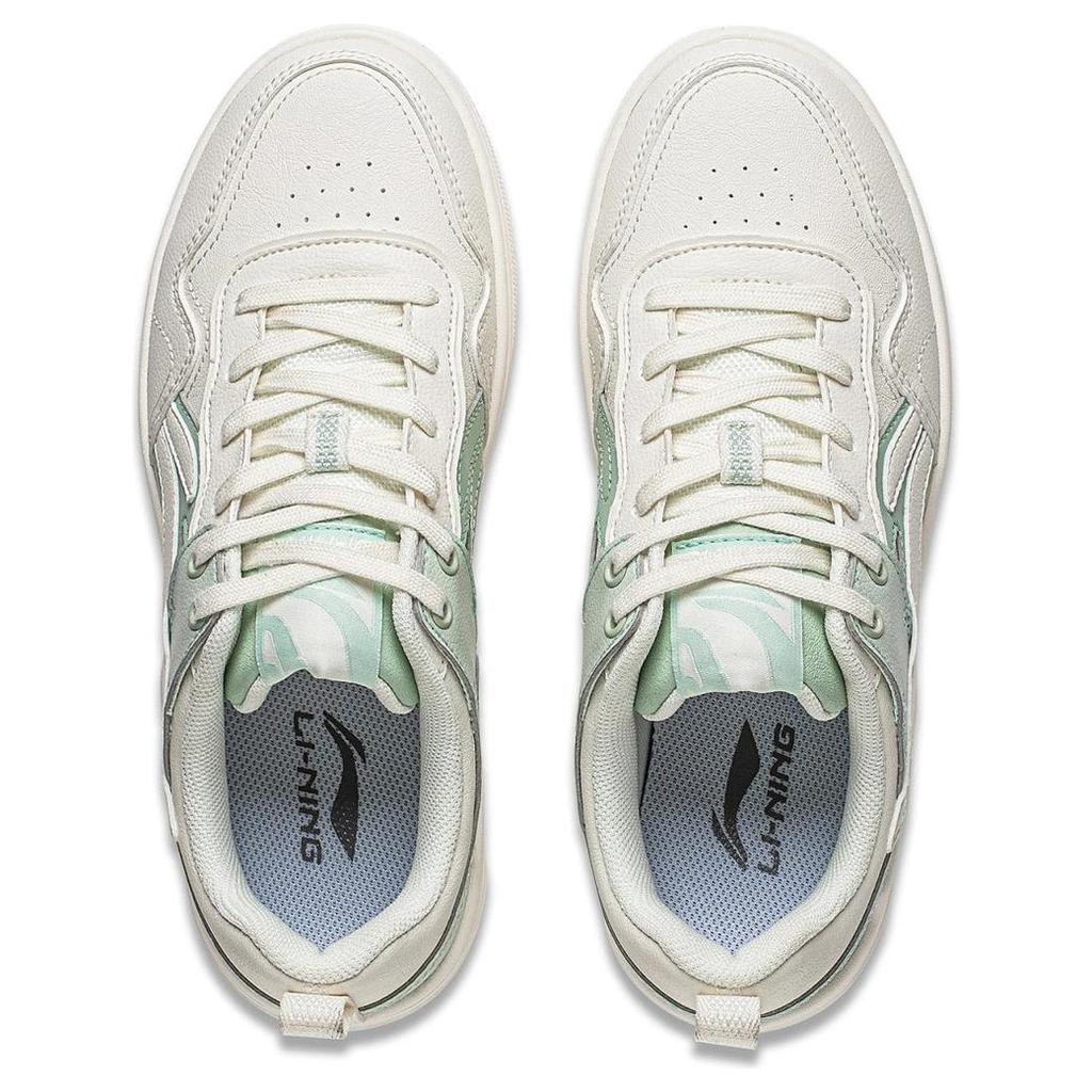 Li-Ning Qingyun Soft Classic Low-Top Casual Shoes Women Sneaker White Green AGCU388-2