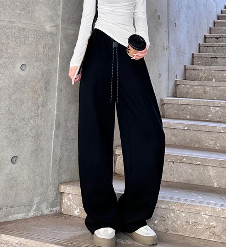 

Повседневные брюки-бананы с эластичной талией для женщин Осень Новые приталенные и свободные брюки с широкими штанинами Универсальные брюки прямого кроя XL