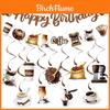 Coffee Themed Birthday Party Decor Set With Banner And Spiral Hanging Decorations For Celebrations
