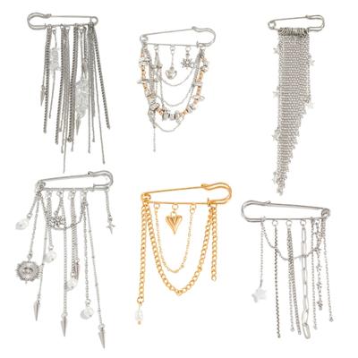Metal Chain Tassels Pin Brooch Lightweight Construction Tassels Accent For Long Lasting Shine And Style Enhancement