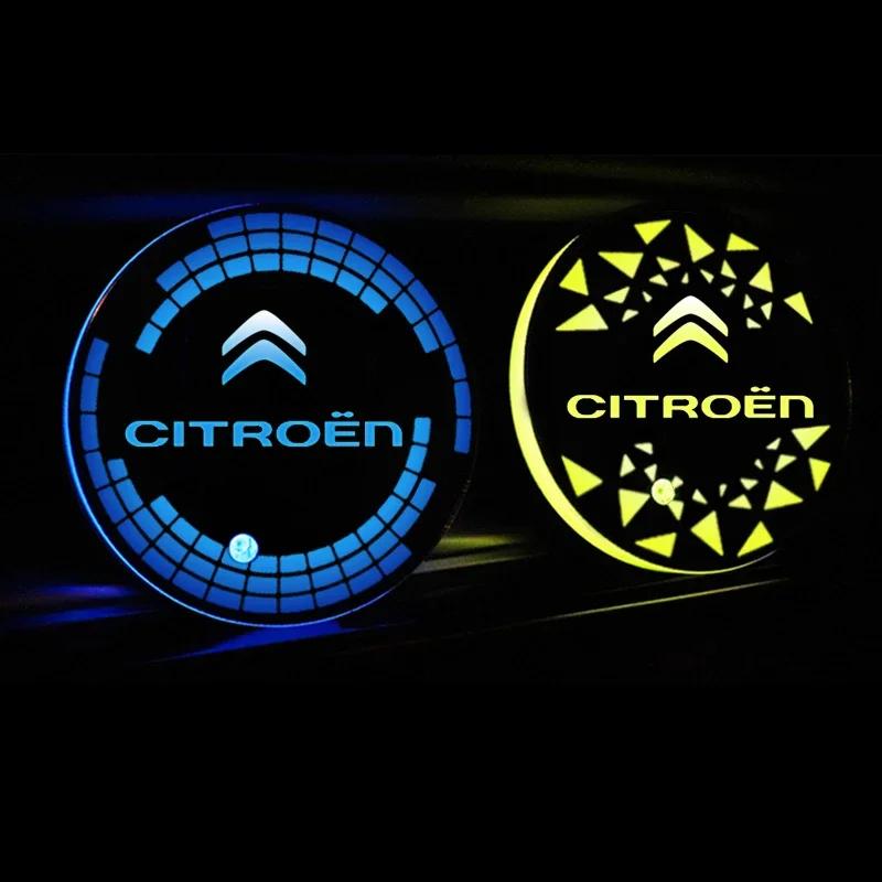 LED Car Interior Cup Holder Mat Coaster Light Drinks Pad for Citroen C2 C3 C5 C8 Berlingo Xsara DS3 DS4 DS5 Auto Accessories