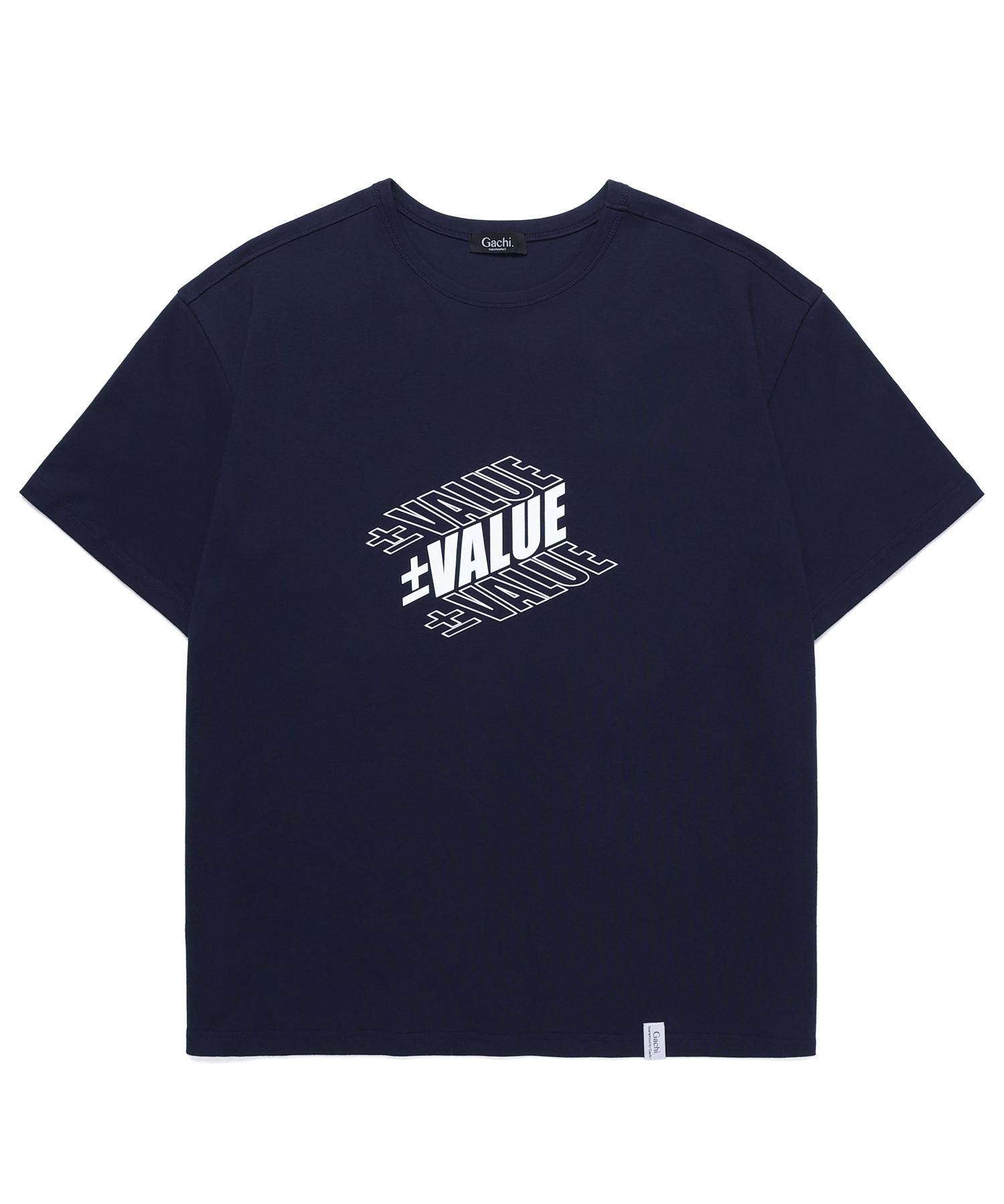 Gachi Loose Fit Value Logo Short Sleeve T-Shirt Navy White L