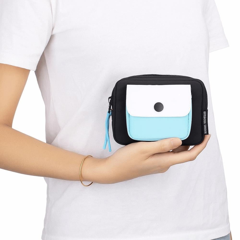 Contrast Color Canvas Coin Purse Multifuctional Mini Storage Bag Portable Earphone Bag Students