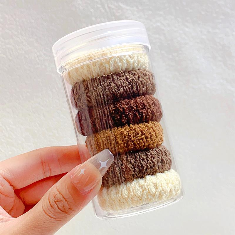 6pcs Box Packed Thick High Stretch Hair Bands For Women Girls Ponytail Holder Hair Tie Scrunchie Rubber Band Hair Accessories