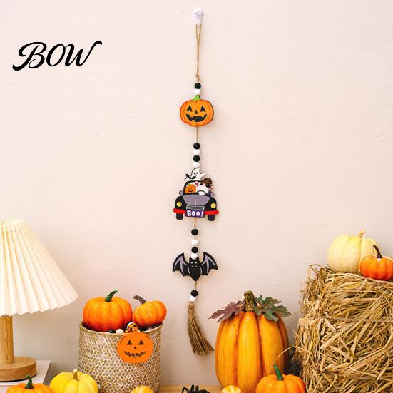 Spooky Porch Sign for Home Halloween Beaded Hanging Sign, Witch Pumpkin Bat Pendant Garland Door Handle Decoration Door, Festive Party Decor