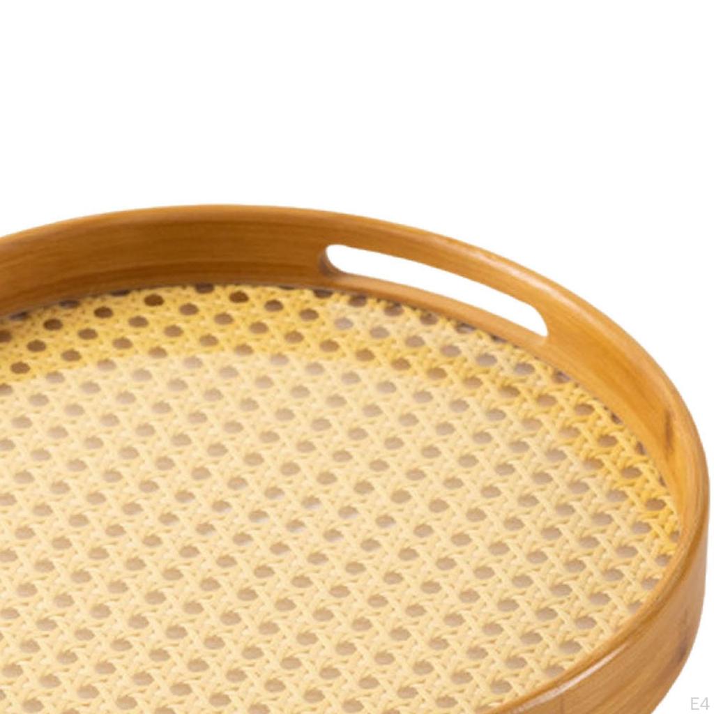 Bamboo Serving Tray with Handles Decorative Breakfast Fruit Dessert for Party