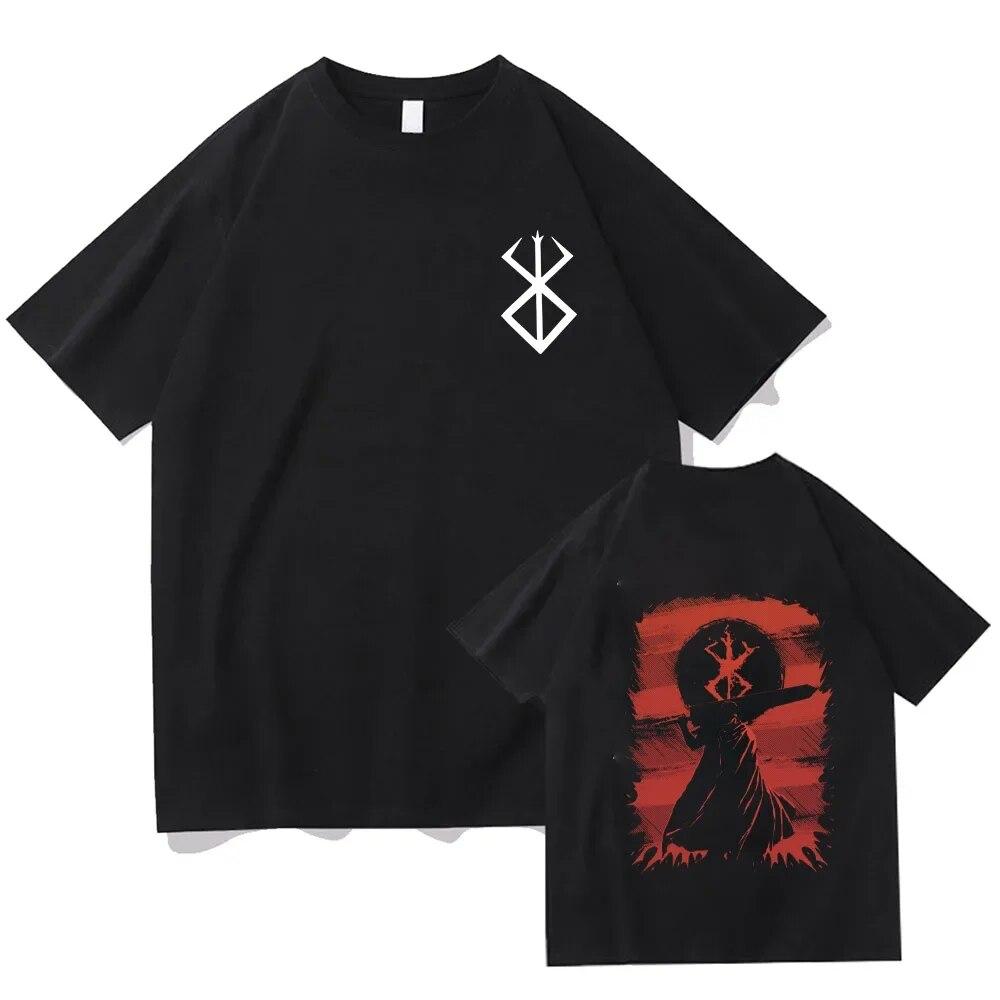 Berserk Grafisk T-shirt tryckt Japan Harajuku Casual Anime Sommar bomull lös T-shirt unisex Hiphop street top Unisex kläder