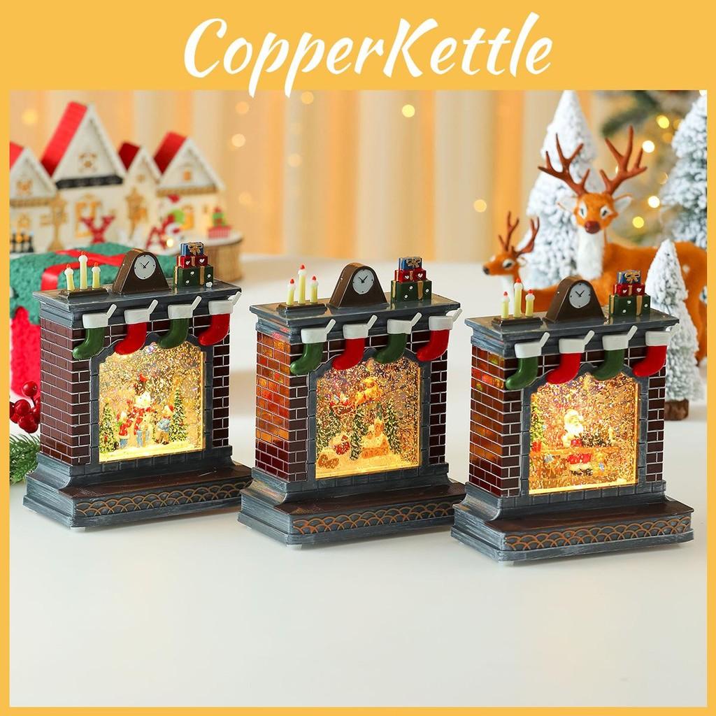 Music Fireplace Ornament Box With Snowman And Reindeer Christmas Gift Decor