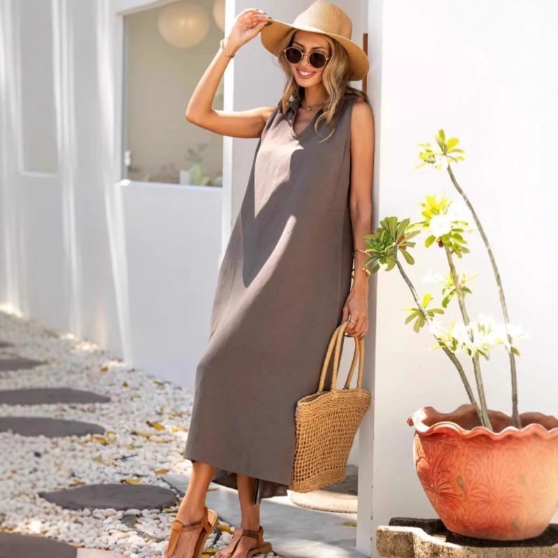 

Платье без рукавов Платье без рукавов для женщин XXL темно-коричневого