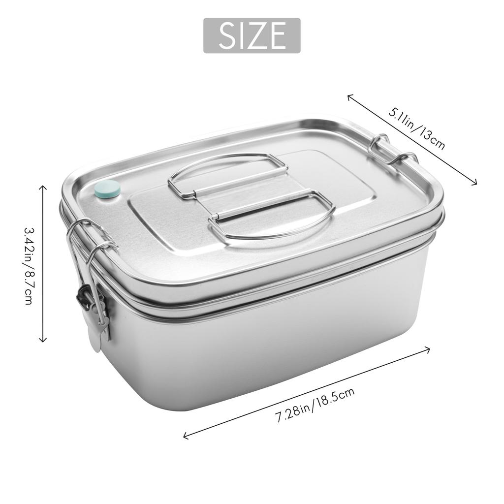 A20F-Large Capacity Sandwich School Office Lunch Box Bento Dinnerware For Kids Adults Food Container Stainless Steel