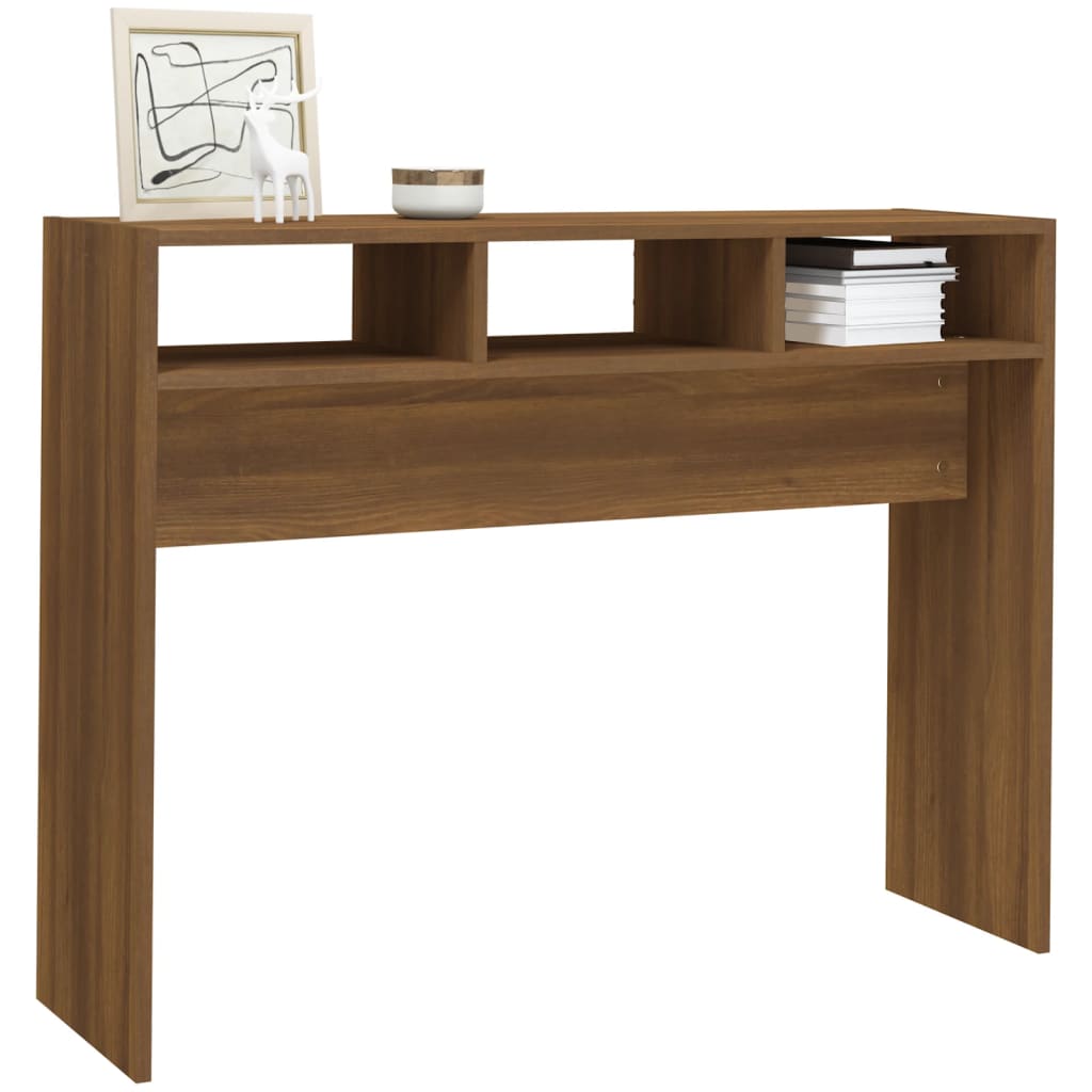 Console Table Brown Oak Look 105 x 30 x 80 cm Engineered Wood