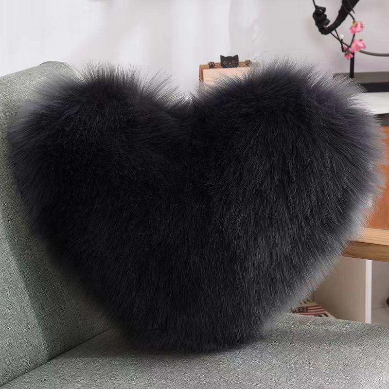 Heart-Shaped Plush Lumbar Support Cushion for Office & Sofa