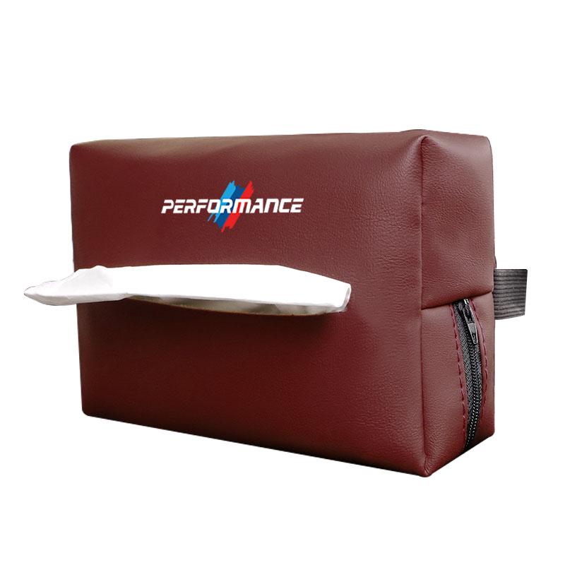 CTCE1 Leather Car Tissue Box Sun Visor Seat Back Hanging Bag For BMW Performance F30 I4 X3 F10 E90 F20 E46 E60 E70 E39 E36 E87 X7 E92