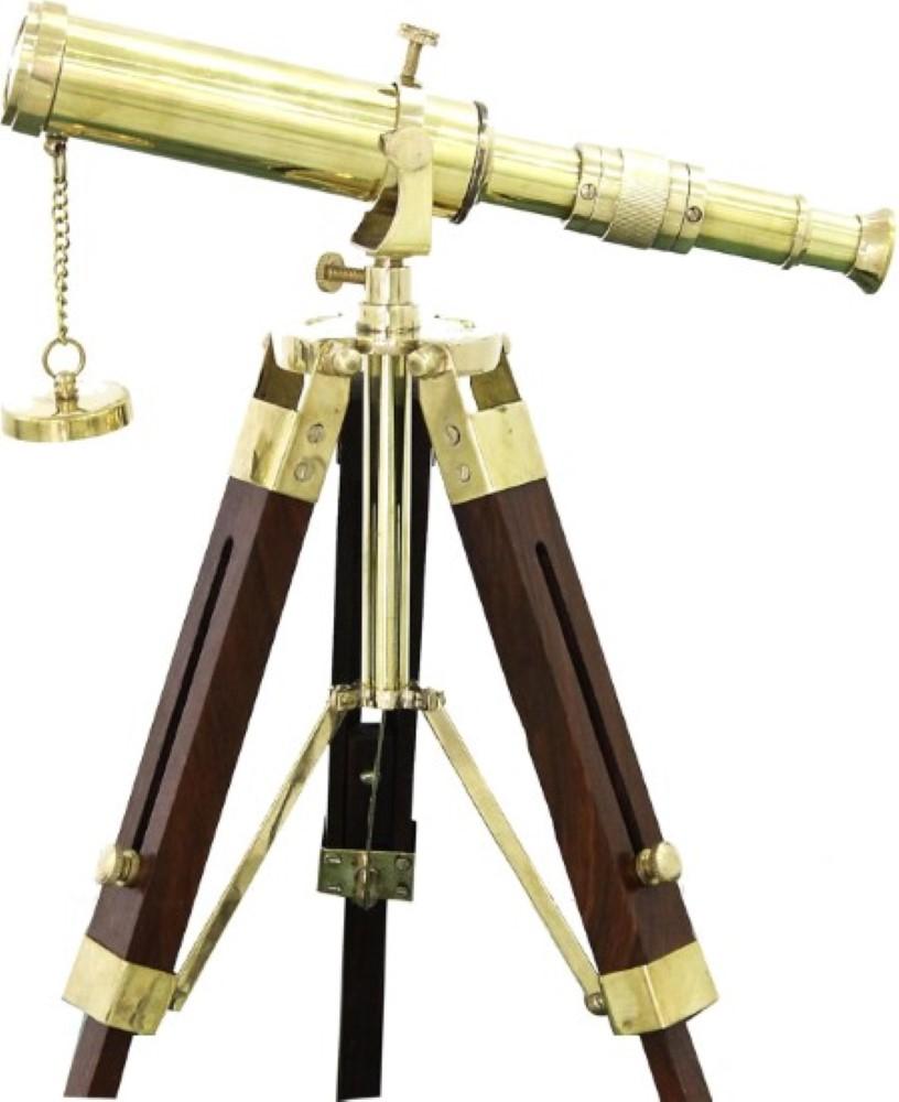 Brass Telescope With Wooden Tripod Stand Maritime Nautical Vintage Desk Décor