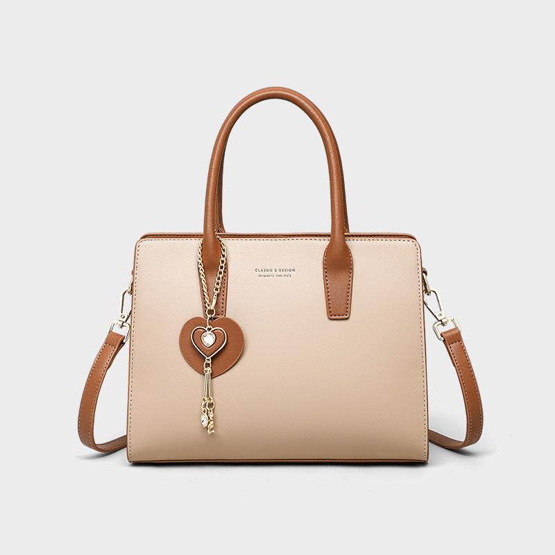 

2025 New Genuine Leather Women s Handbag Crossbody Shoulder Tote Bag Versatile High-end Luxury Mom Bag Apricot color（Public Ve