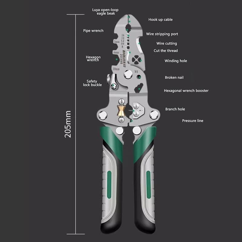 Electrician Wire Crimper Peeler Pliers Cables Stripping Multifunctional Press Plier Terminal Crimping Gross Side Cutting Tool