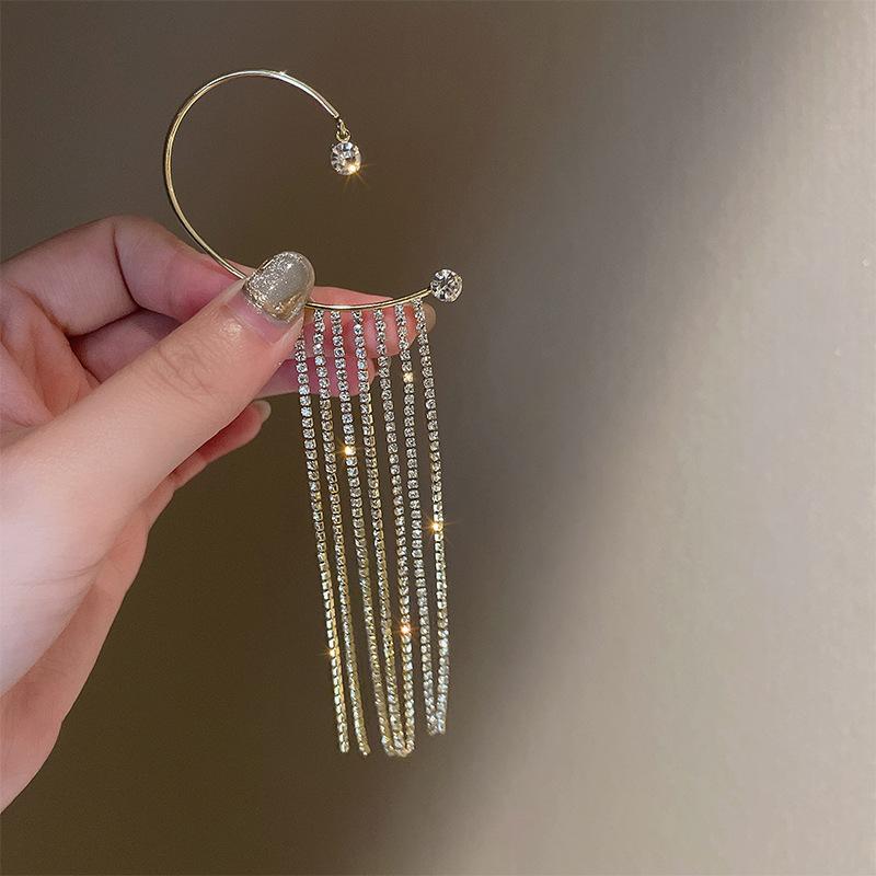 

Korean Long Tassel earhook Trendy Fashion Design Full of Rhinestone Earrings Party Jewelry Bijoux Exquisite Gifts Wholesale