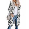 Women's Fashion Casual Printed Pocket Cardigan Medium And Long Coat