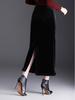 Velvet High-Waist Slit Pencil Skirt - 2025 Winter Collection