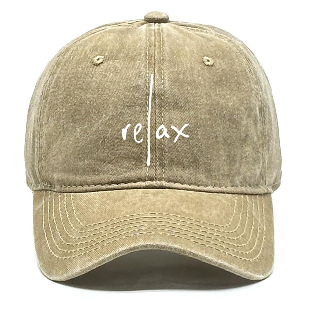 Washed Cotton Snapback Baseball Hat Artistic Text Relax Snapback Hat Retro Raw Brim Adjustable Baseball Caps One Size Fits All