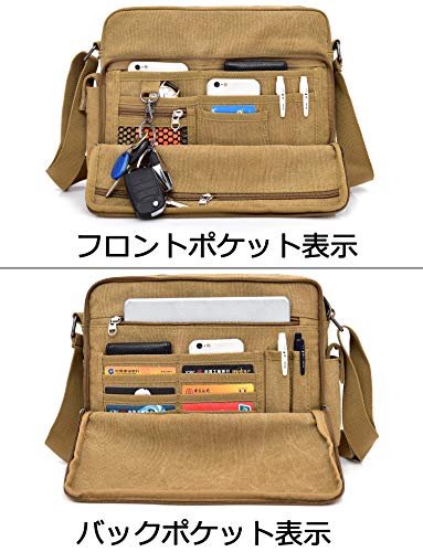 [RAKEE] Men's Shoulder Bag, Messenger Bag, Canvas, Shoulder/Crossbody, Waterproof, Large Capacity, Durable, 6 Colors