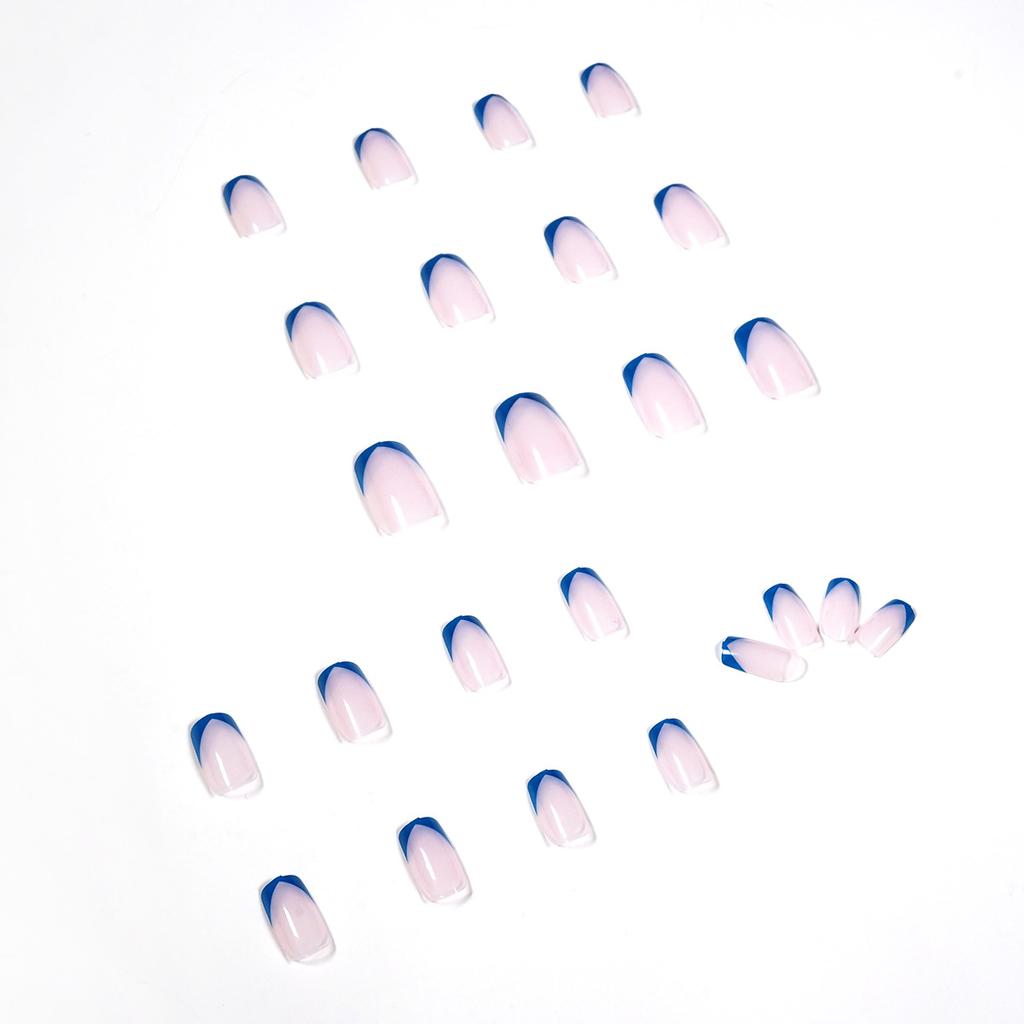 Transparent small v blue French wearing nail art finished fake nail nail art patch nail patch removable nail piece