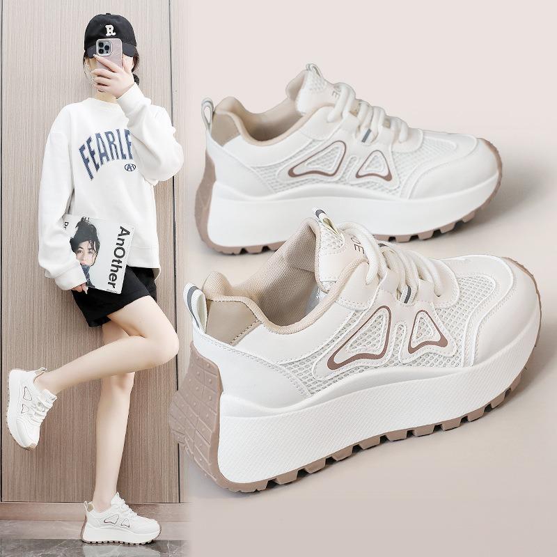 Autumn New Chunky Shallow Women Sneakers Designer All-match Mesh Breathable Casual Vulcanized Shoes Lace-up Female Running Shoes
