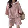 Women's Two-Piece Summer Sportswear: High Neck Zip Top & Loose Shorts Set