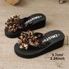 Fashion Leopard Flower Decor Wedge Flip Flops for Women Summer Thick Sole Clip Toe Beach Slippers Woman Fashion Printed Platform Sandals