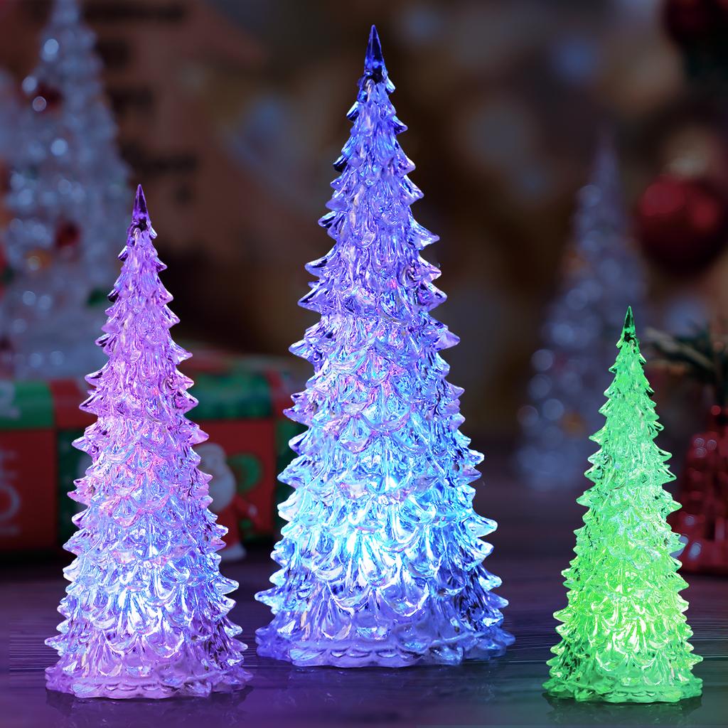 3pcs Glowing Christmas Tree Led Acrylic Light Christmas Tree Colorful Home Party Decoration Night Light For Hotel Mall Gathering