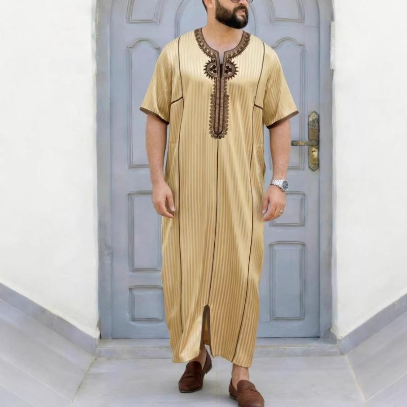 Men S Long Sleeve Embroidered Robe Style Festival Dress Shirt