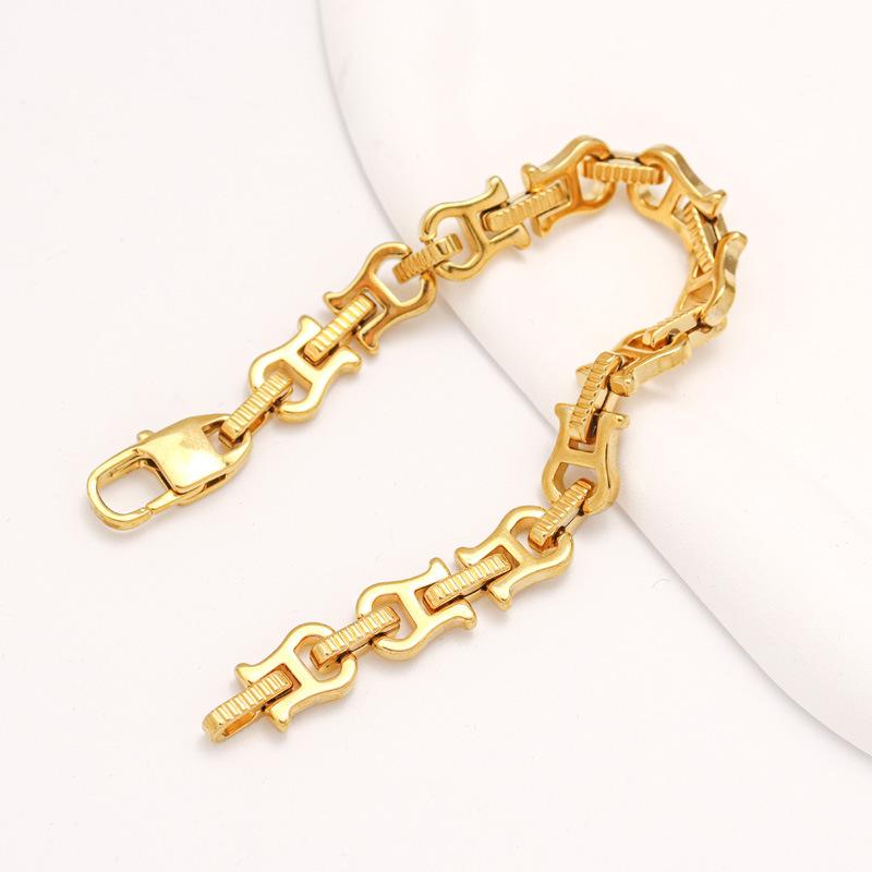 Personalized And Creative Retro Trend Stainless Steel Men'S Bracelet U-Shaped Hip-Hop Titanium-Plated Steel Bracelet