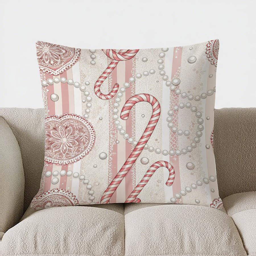 Home Decor Christmas Snowmen And Trees Pattern Pillow Pattern Cushion Cover Suitable For Sofa Bedroom Car Pillow Cover