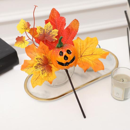 Fake Maple Leaf Long Lasting Easy To Maintain Artificial Pumpkins Maple Leaf for Harvest Thanksgiving Halloween Parties